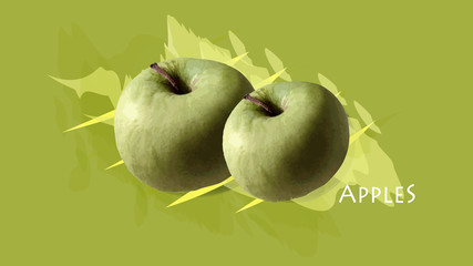 apples on green background