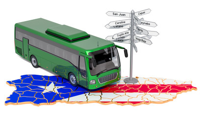 Puerto Rico Bus Tours concept. 3D rendering © alexlmx