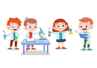 kids lab research vector illustration