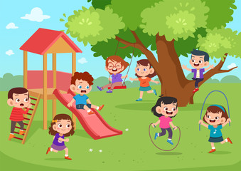 Obraz na płótnie Canvas Children playing outside vector illustration