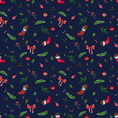 Christmas seamless floral pattern