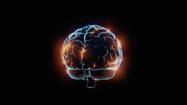 Synapses firing in the brain - ideas flashes - 3D rendering