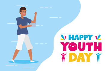 people happy youth day flat design