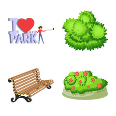 Vector illustration of landscape and park logo. Collection of landscape and nature vector icon for stock.