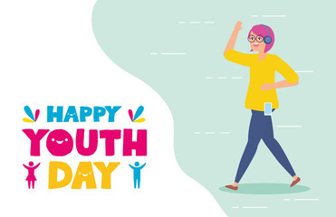 people happy youth day flat design