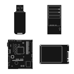 Isolated object of internet and electronics symbol. Collection of internet and hardware stock vector illustration.