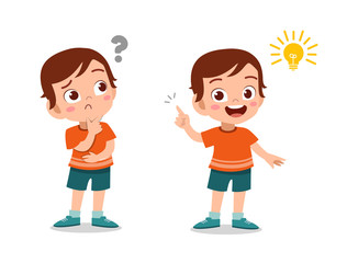 kids thinking idea vector illustration