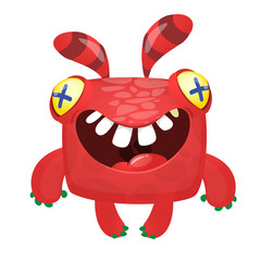 Funny cartoon monster. Vector Halloween illustration