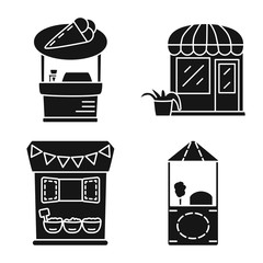 Vector design of tent and urban icon. Set of tent and stand vector icon for stock.