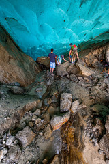 below the Aletsch Glacier in a ice cave