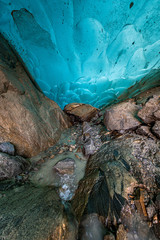 below the Aletsch Glacier in a ice cave