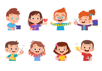 kids paper craft art vector illustation