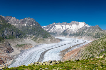 view over the mighty Aletsch Glacier in Switzerland