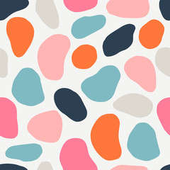 Trendy vector seamless pattern with brushstroke in fresh pastel colors. Hand drawn modern design for card, print on clothes.