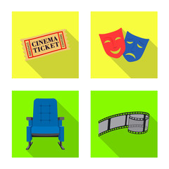 Isolated object of television and filming sign. Collection of television and viewing vector icon for stock.