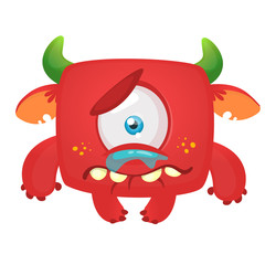 Fototapeta premium Funny cartoon monster. Vector Halloween illustration