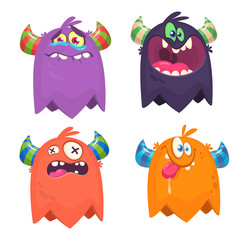 Funny cartoon monster. Vector Halloween illustration