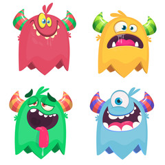 Funny cartoon monster. Vector Halloween illustration