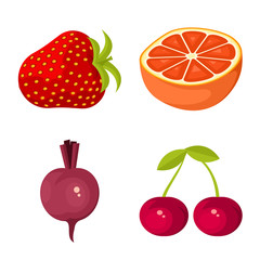 Vector illustration of vegetable and food icon. Set of vegetable and ripe vector icon for stock.