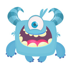 Funny cartoon monster. Vector Halloween illustration