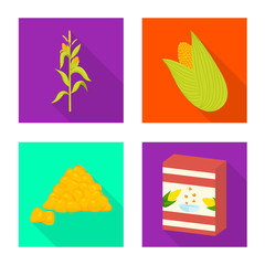 Vector illustration of cornfield and vegetable logo. Set of cornfield and vegetarian stock vector illustration.