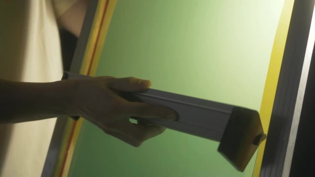 Screen Printing Equipment Development Room Professional industry Detail, close up silkscreen printing t-shirt press form