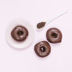 Top view mini donuts with a spoon