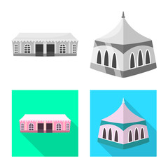 Vector design of roof and folding sign. Set of roof and architecture stock symbol for web.