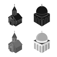 Vector design of temple and historic icon. Set of temple and faith stock vector illustration.