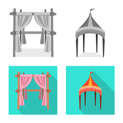 Vector illustration of roof and folding icon. Collection of roof and architecture stock symbol for web.
