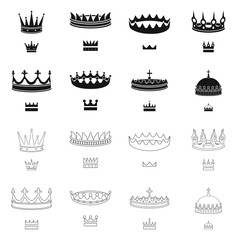 Vector illustration of medieval and nobility logo. Collection of medieval and monarchy stock symbol for web.