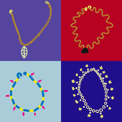 Bright modern set bracelets and necklaces.