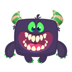 Funny cartoon monster. Vector Halloween illustration