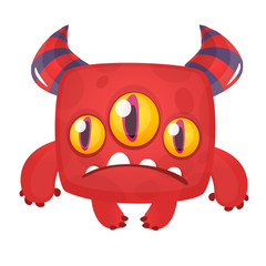 Funny cartoon monster. Vector Halloween illustration