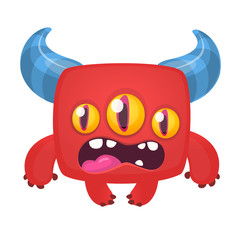 Funny cartoon monster. Vector Halloween illustration