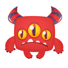 Funny cartoon monster. Vector Halloween illustration