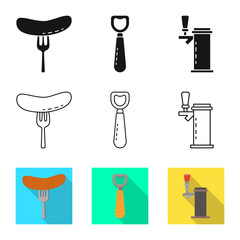 Vector illustration of brewery and brewing logo. Collection of brewery and ingredient stock symbol for web.