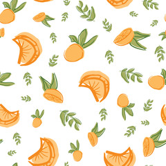 oranges with leaves seamless repeat pattern design