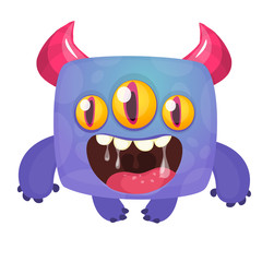 Funny cartoon monster. Vector Halloween illustration