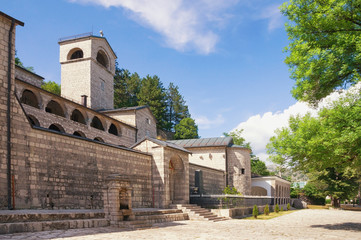 Fototapeta na wymiar View of ancient Cetinje Monastery ( Serbian Orthodox Church monastery ). Montenegro, Cetinje city