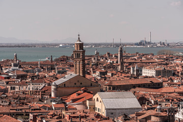 Panoramic view of Venice Italy from St Mark's Campanile