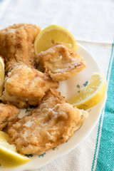 Breaded and fried Salted cod with lemon