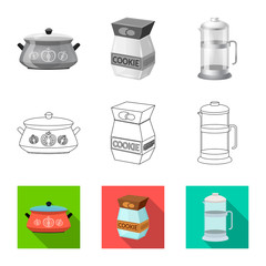 Isolated object of kitchen and cook sign. Collection of kitchen and appliance vector icon for stock.