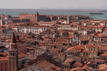Panoramic view of Venice Italy from St Mark's Campanile