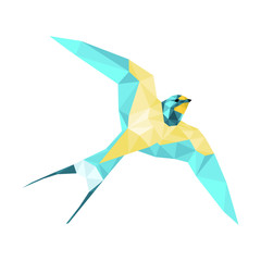 Low poly, geometric vector illustration of Sparrow