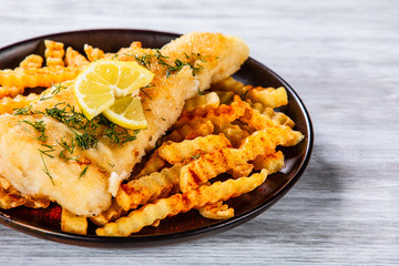 Fish dish - fried fish fillet french fries