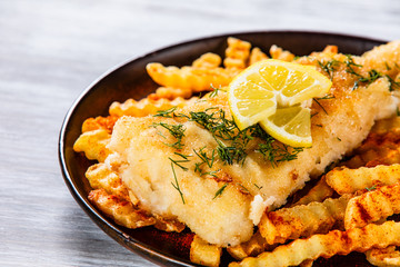 Fish dish - fried fish fillet french fries