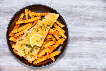 Fish dish - fried fish fillet french fries