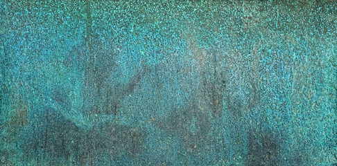 grunge turquoise old dirty abstract Background. Oxidized Metal blue-green Copper Patina and iron...