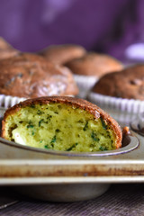 Corn pone baked with spinach and mangel.